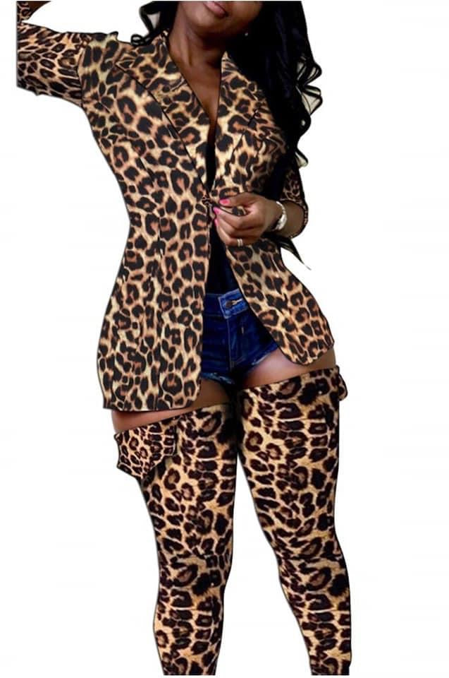Leopard jacket & thigh garments